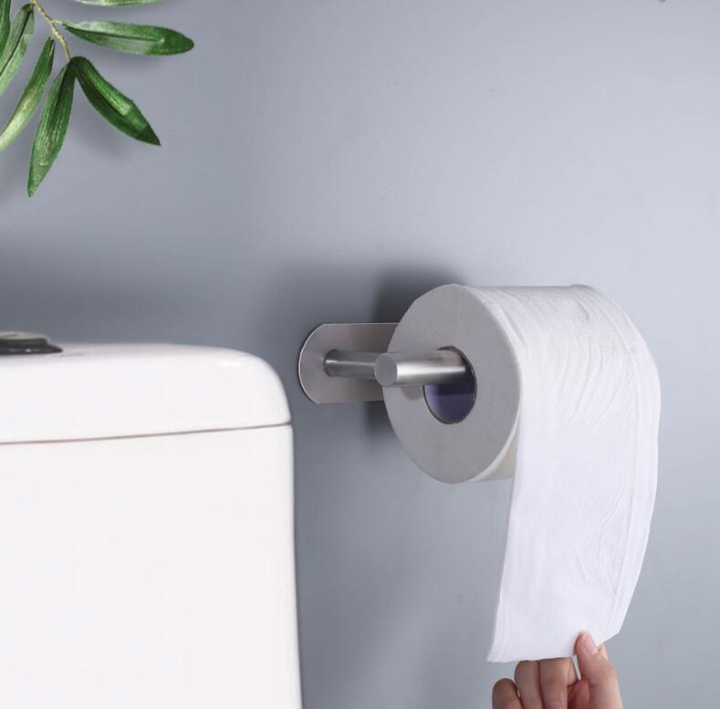 Free Kitchen Roll Paper Accessory Wall Mount Toilet Paper Holder Stainless Steel Bathroom Tissue Towel Accessories Rack Holders Toilet Paper Holder No Drilling Toilet Roll Holder Stand for Home Bathroom Washroom Kitchen