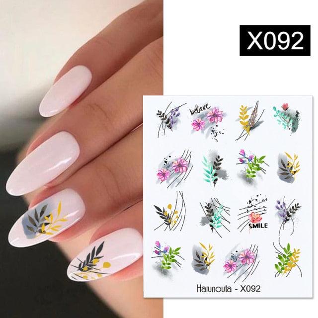 French Line Nail Water Decal Flower Marble Leaf Girl Stickers on Nails Water Ink Transfer Slider Nail Stickers Decor Kids Nails Art Decoration Nail Strips Shiny French Tip Guides Stickers French Nail Stickers Form Fringe Guides