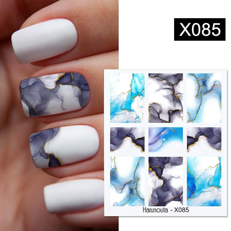 French Line Nail Water Decal Flower Marble Leaf Girl Stickers on Nails Water Ink Transfer Slider Nail Stickers Decor Kids Nails Art Decoration Nail Strips Shiny French Tip Guides Stickers French Nail Stickers Form Fringe Guides