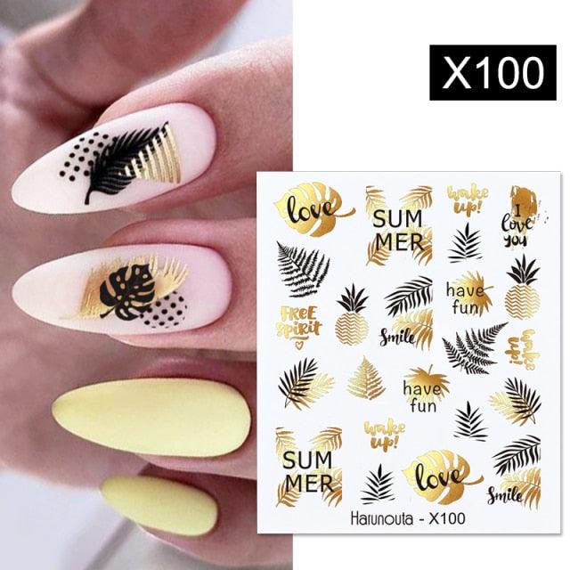 French Line Nail Water Decal Flower Marble Leaf Girl Stickers on Nails Water Ink Transfer Slider Nail Stickers Decor Kids Nails Art Decoration Nail Strips Shiny French Tip Guides Stickers French Nail Stickers Form Fringe Guides