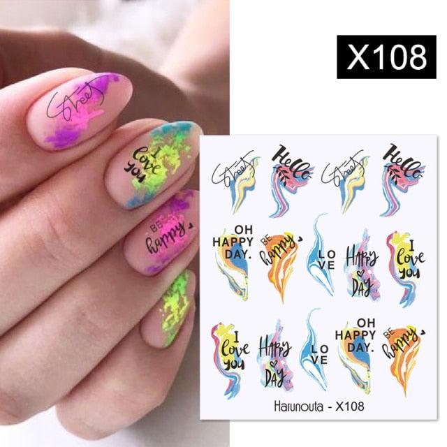 French Line Nail Water Decal Flower Marble Leaf Girl Stickers on Nails Water Ink Transfer Slider Nail Stickers Decor Kids Nails Art Decoration Nail Strips Shiny French Tip Guides Stickers French Nail Stickers Form Fringe Guides