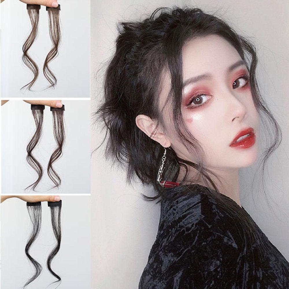 French Style Synthetic Air Bangs Women Fake Bangs Hair Piece Clip In Hair Extensions Blend Hair Clip In Hair Bangs Hairpiece Natural Flat Neat Bangs With Temples For Women One Piece Hairpiece