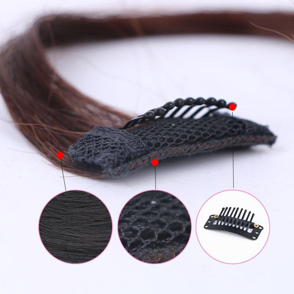 French Style Synthetic Air Bangs Women Fake Bangs Hair Piece Clip In Hair Extensions Blend Hair Clip In Hair Bangs Hairpiece Natural Flat Neat Bangs With Temples For Women One Piece Hairpiece