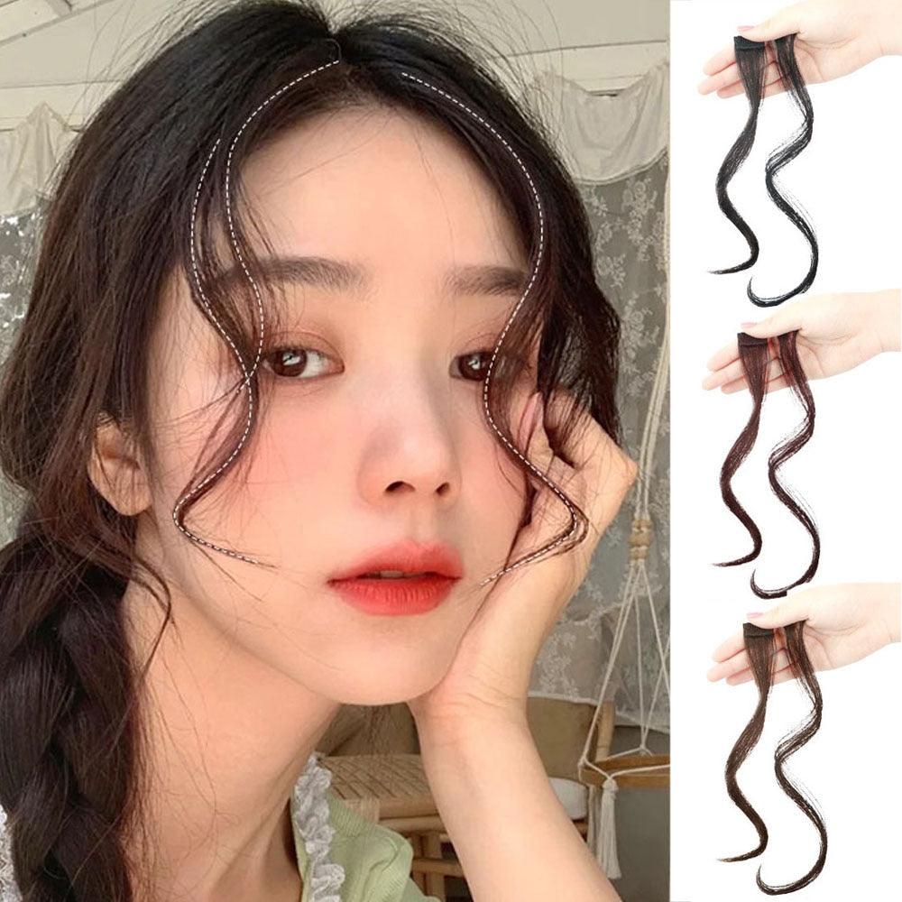 French Style Synthetic Air Bangs Women Fake Bangs Hair Piece Clip In Hair Extensions Blend Hair Clip In Hair Bangs Hairpiece Natural Flat Neat Bangs With Temples For Women One Piece Hairpiece