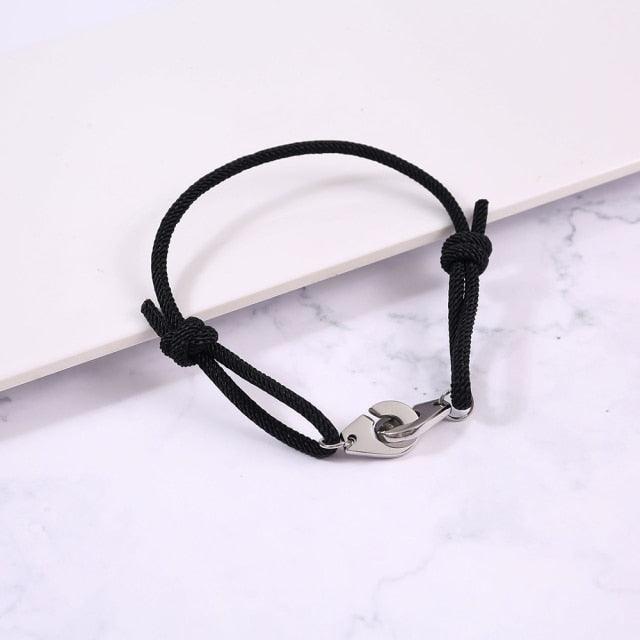 Friendship High Quality Stainless Steel Handcuff Bracelet For Women Men Adjustable Rope Bracelet Couple Long Distance Mutual Attraction Relationship Simple Bracelet Matching Rope For Women Men Lovers Gifts