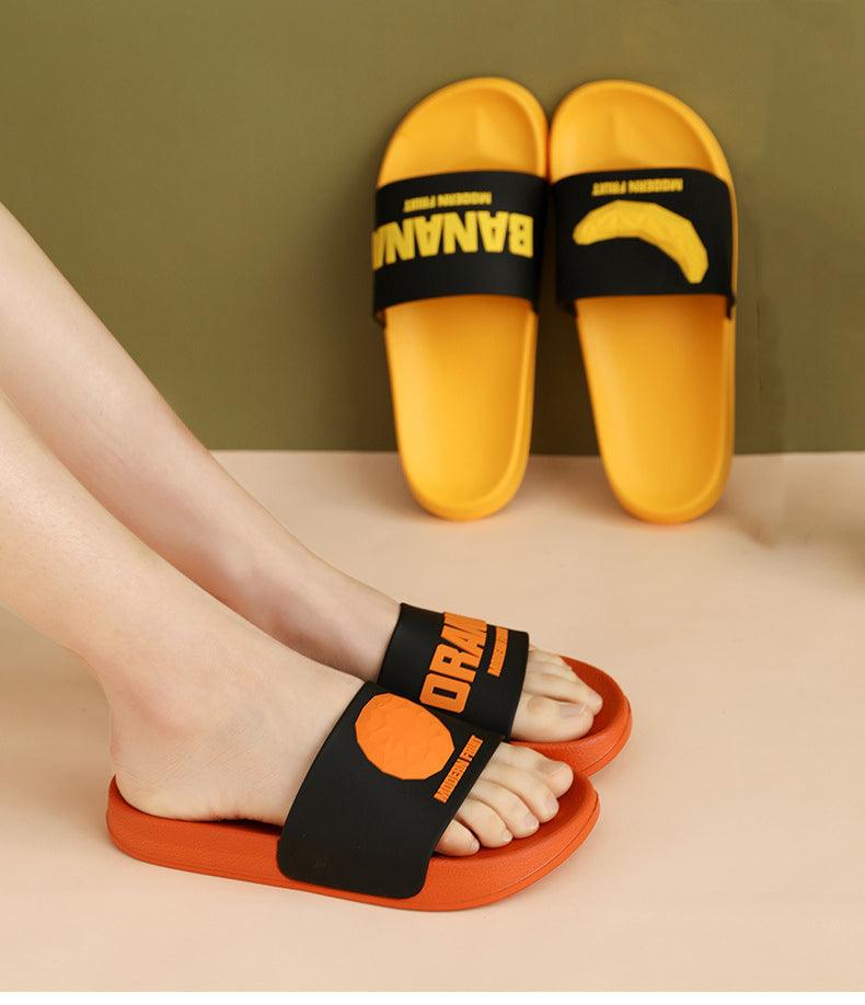 Fruit Home Women Slippers Banana Summer Indoor Flats Orange Bathroom Slides Non Slip Fruit Slippers Soft Slide Sandals Non-Slip Bath Shower Slippers