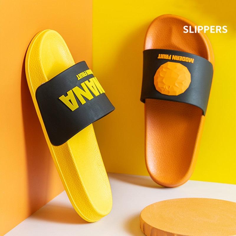 Fruit Home Women Slippers Banana Summer Indoor Flats Orange Bathroom Slides Non Slip Fruit Slippers Soft Slide Sandals Non-Slip Bath Shower Slippers