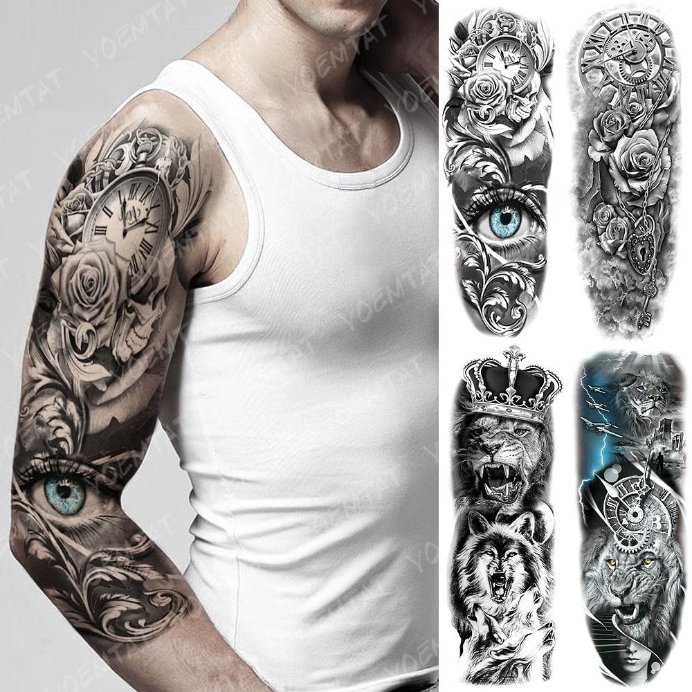 Full Arm Temporary Tattoos 8 Sheets and Half Arm Shoulder Waterproof Tattoos Elegant Large Lion Sleeve Sticker Tattoo Waterproof Temporary Big Wolf Tatoos For Men and Women - STEVVEX Beauty - 103, 3D Tattoo, Animal Tattoo, Arm Tattoo, Back Tattoo, Beauty, Big Tattoo, Black Tattoos, Body Tattoo, Extra Large Tattoo, Lion Tattoo, Men Tattoo, Mens Tattoo, Modern Tatoos, Tattoo, Tiger Tattoo, Waterproof Tattoo, Wolf Tattoo, Women Tattoo, Womens Tattoo - Stevvex.com