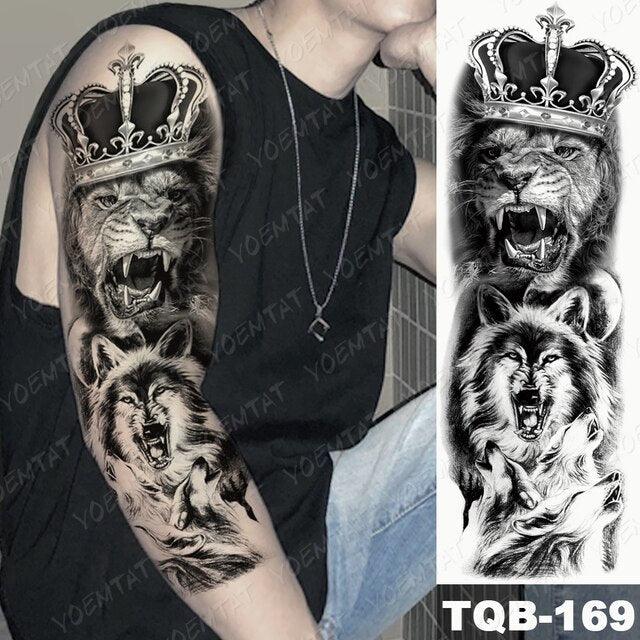 Full Arm Temporary Tattoos 8 Sheets and Half Arm Shoulder Waterproof Tattoos Elegant Large Lion Sleeve Sticker Tattoo Waterproof Temporary Big Wolf Tatoos For Men and Women - STEVVEX Beauty - 103, 3D Tattoo, Animal Tattoo, Arm Tattoo, Back Tattoo, Beauty, Big Tattoo, Black Tattoos, Body Tattoo, Extra Large Tattoo, Lion Tattoo, Men Tattoo, Mens Tattoo, Modern Tatoos, Tattoo, Tiger Tattoo, Waterproof Tattoo, Wolf Tattoo, Women Tattoo, Womens Tattoo - Stevvex.com