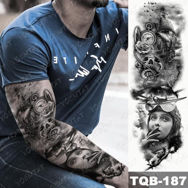 Full Arm Temporary Tattoos 8 Sheets and Half Arm Shoulder Waterproof Tattoos Elegant Large Lion Sleeve Sticker Tattoo Waterproof Temporary Big Wolf Tatoos For Men and Women - STEVVEX Beauty - 103, 3D Tattoo, Animal Tattoo, Arm Tattoo, Back Tattoo, Beauty, Big Tattoo, Black Tattoos, Body Tattoo, Extra Large Tattoo, Lion Tattoo, Men Tattoo, Mens Tattoo, Modern Tatoos, Tattoo, Tiger Tattoo, Waterproof Tattoo, Wolf Tattoo, Women Tattoo, Womens Tattoo - Stevvex.com