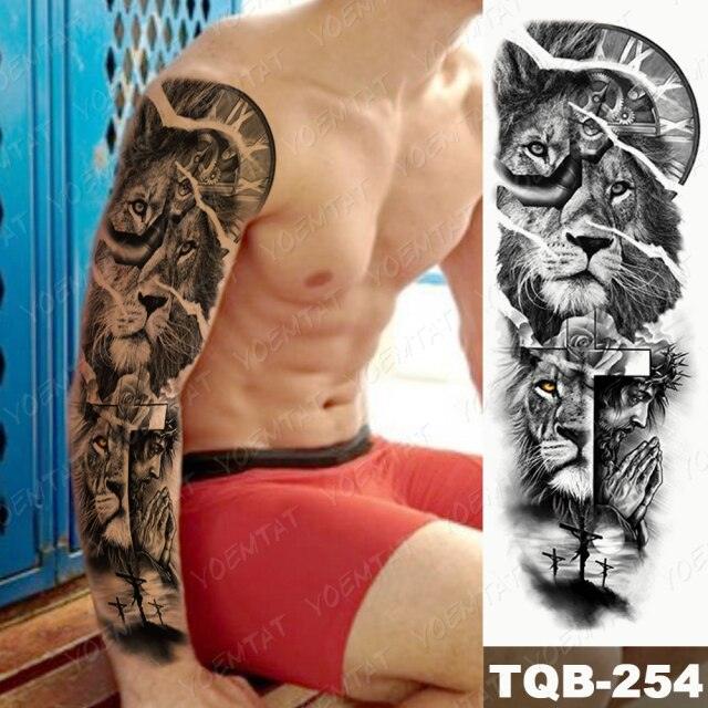 Full Arm Temporary Tattoos 8 Sheets and Half Arm Shoulder Waterproof Tattoos Elegant Large Lion Sleeve Sticker Tattoo Waterproof Temporary Big Wolf Tatoos For Men and Women - STEVVEX Beauty - 103, 3D Tattoo, Animal Tattoo, Arm Tattoo, Back Tattoo, Beauty, Big Tattoo, Black Tattoos, Body Tattoo, Extra Large Tattoo, Lion Tattoo, Men Tattoo, Mens Tattoo, Modern Tatoos, Tattoo, Tiger Tattoo, Waterproof Tattoo, Wolf Tattoo, Women Tattoo, Womens Tattoo - Stevvex.com