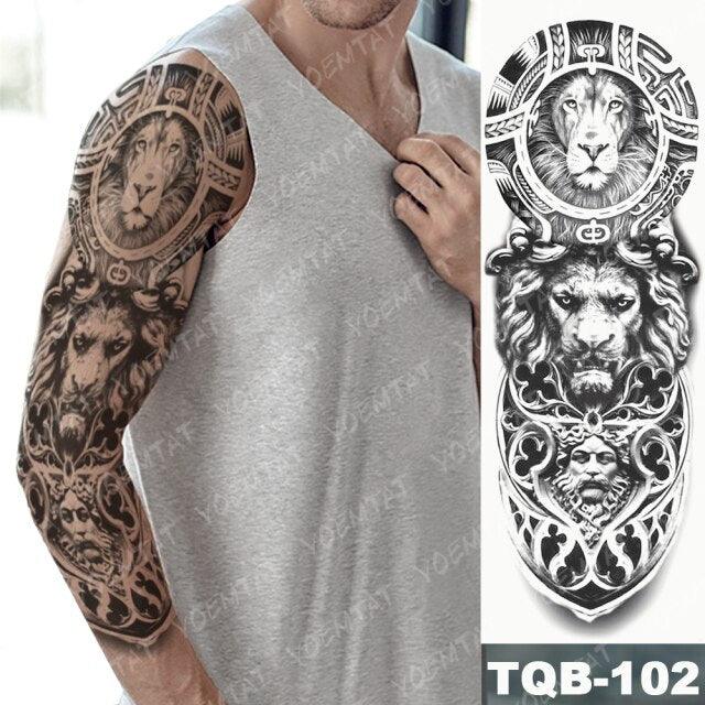 Full Arm Temporary Tattoos 8 Sheets and Half Arm Shoulder Waterproof Tattoos Elegant Large Lion Sleeve Sticker Tattoo Waterproof Temporary Big Wolf Tatoos For Men and Women - STEVVEX Beauty - 103, 3D Tattoo, Animal Tattoo, Arm Tattoo, Back Tattoo, Beauty, Big Tattoo, Black Tattoos, Body Tattoo, Extra Large Tattoo, Lion Tattoo, Men Tattoo, Mens Tattoo, Modern Tatoos, Tattoo, Tiger Tattoo, Waterproof Tattoo, Wolf Tattoo, Women Tattoo, Womens Tattoo - Stevvex.com