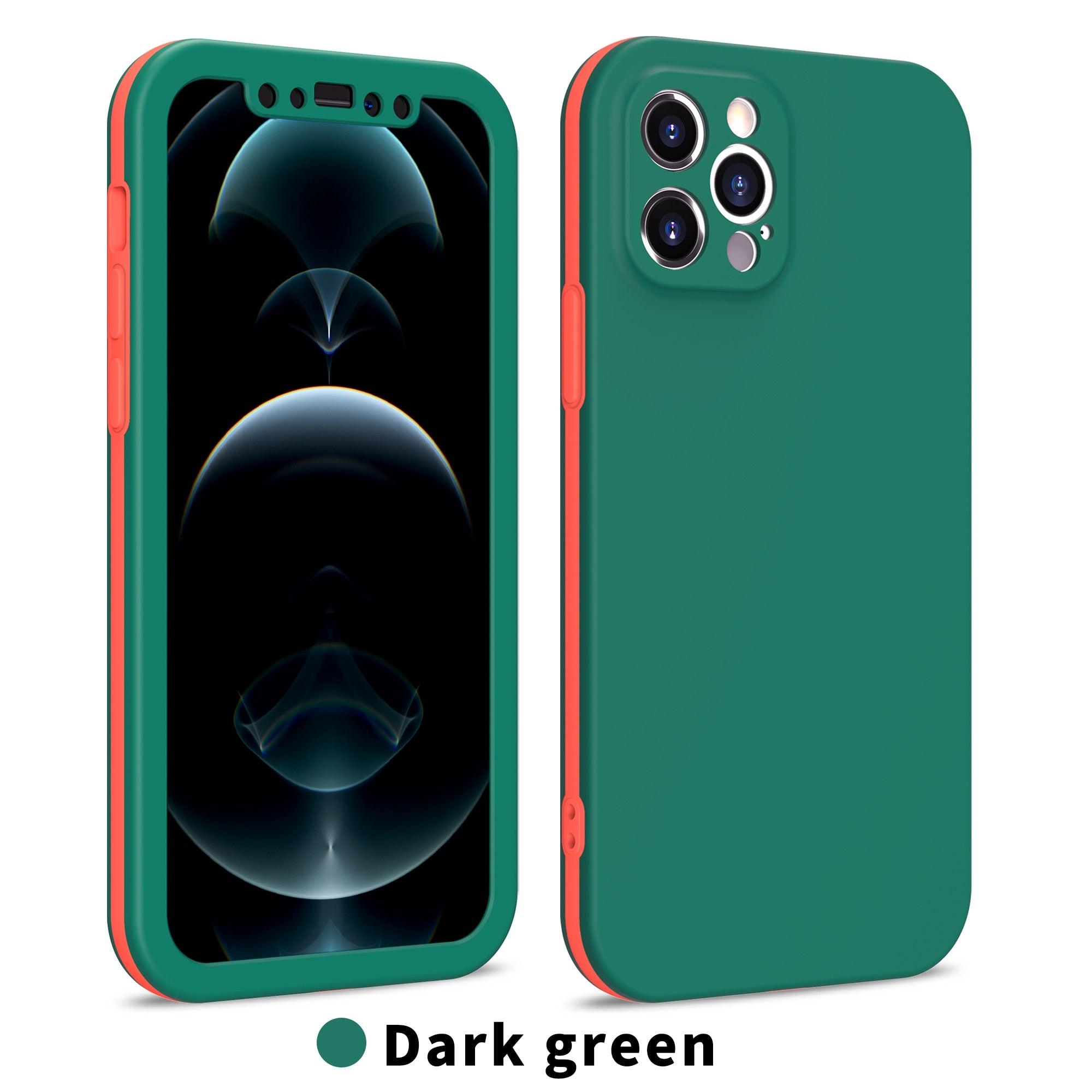 Full Cover Protective Phone Case For iPhone 12 Mini 11 Pro XS Max X XR 6 7 8 Plus Soft Silicone Shockproof Cover Full Body  Anti-Shock Protection Drop Protection Silicone iphone Cover