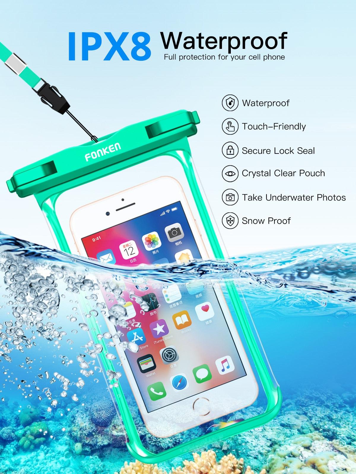 Full Display Waterproof Case for Phone Transparent Snow Underwater Swim Pouch Mobile Covers Design Waterproof Case For Swimming Compatible For iPhone Lightweight Smartphone Case