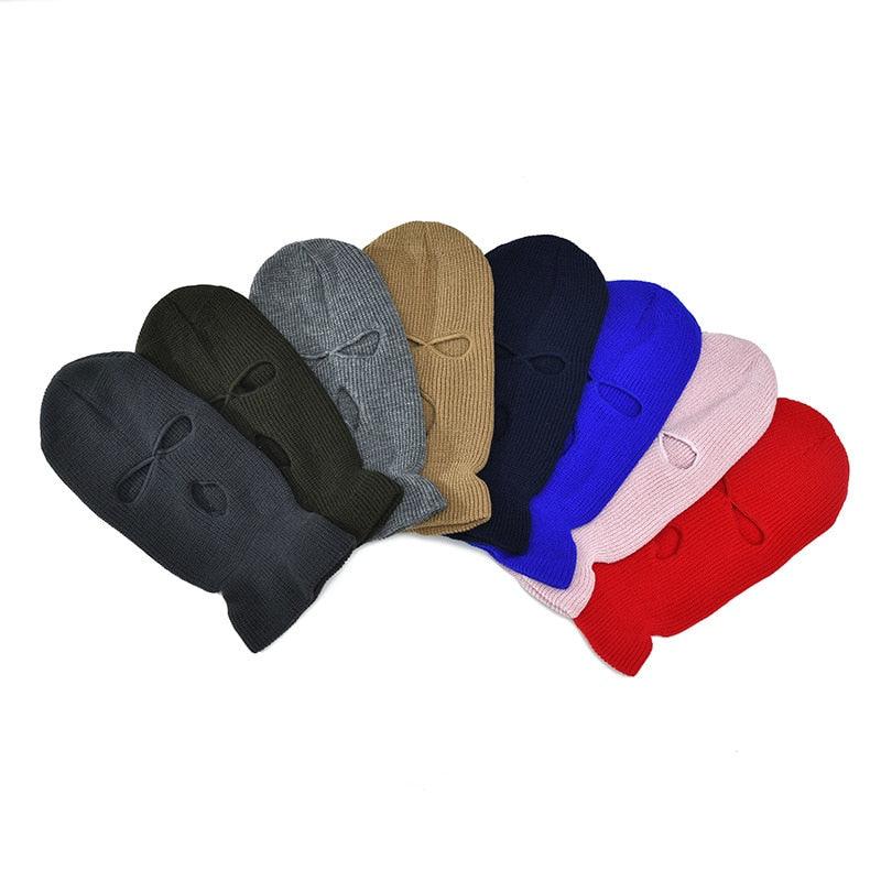 Full Face Cover Ski Mask Hat 3 Holes Balaclava Army Tactical CS Windproof Knit Beanies Bonnet Winter Warm Unisex Caps Neck Gaiter, Winter Balaclava Warm Knit Beanie for Outdoor Sports Outdoor Full Face Cover Thermal Ski Mask One Size