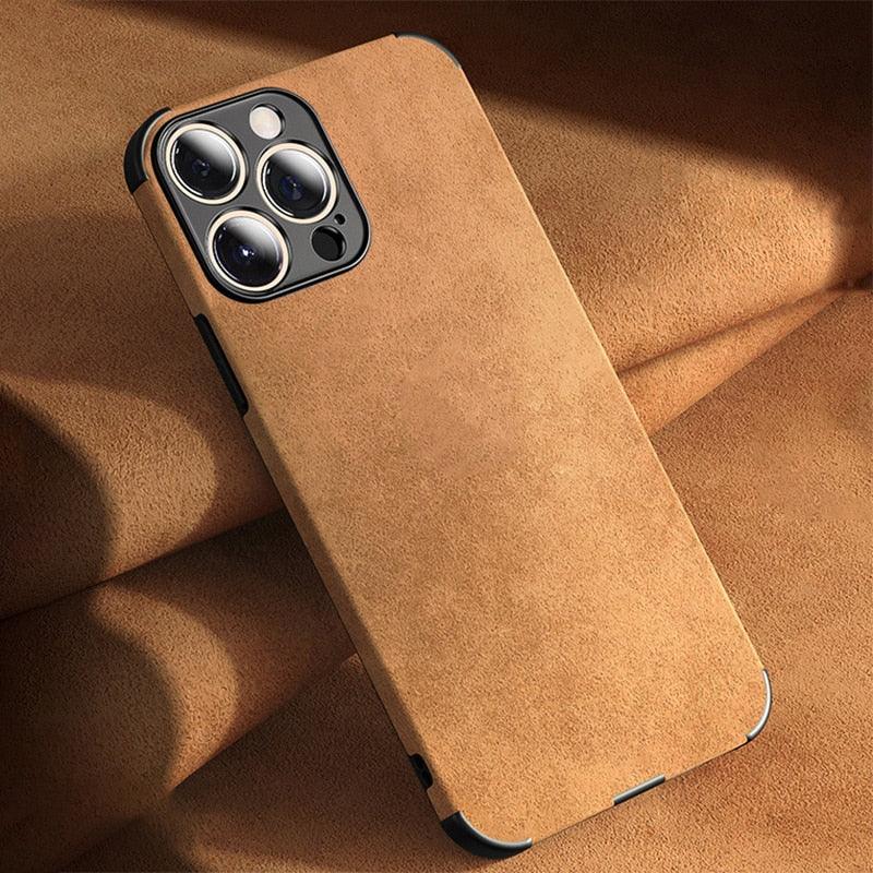 Full Leather Case For iPhone Leather Super Slim Leather Wrapped Phone Case For iPhone 13 11 12 Pro Max Mini X XR XS Max Elegant Purple Soft  Silicone Shockproof Cover