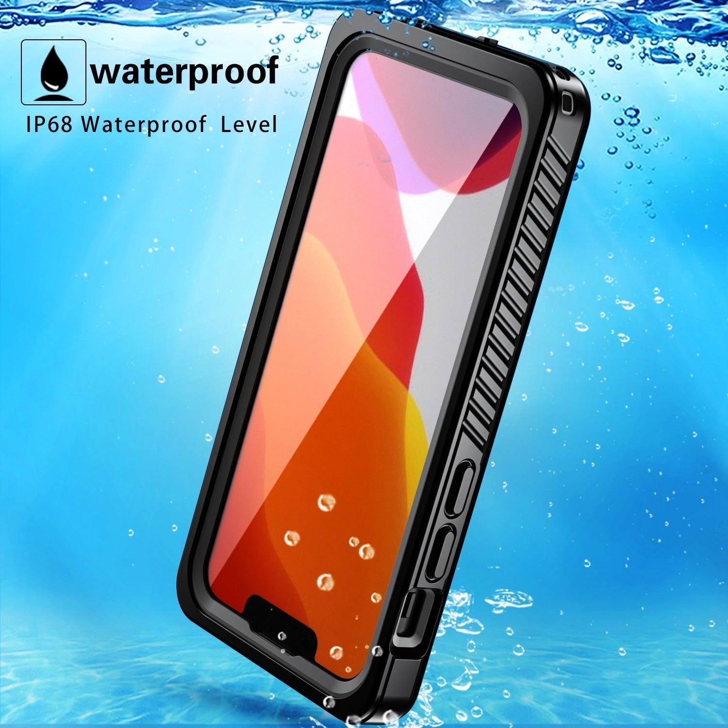 Full Sealed Underwater Case For iPhone 14 13 12 Pro Max Mini 11 XS Max XR 6 7 8 Plus 5 Waterproof Diving Swim Cover Waterproof Case for iPhone Slim Fit Snow Resistant Case Strong Phone Case & Screen Protector