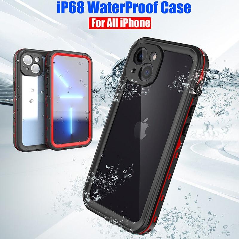 Full Sealed Underwater Case For iPhone 14 13 12 Pro Max Mini 11 XS Max XR 6 7 8 Plus 5 Waterproof Diving Swim Cover Waterproof Case for iPhone Slim Fit Snow Resistant Case Strong Phone Case & Screen Protector