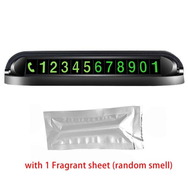 Function Luminous Car Temporary Parking Card Car Air Freshener Phone Number Plate Car Sticker Aromatherapy Function Luminous Car Temporary Parking Card with Car Air Freshener Temporary Phone Number for Car Dashboard Accessories