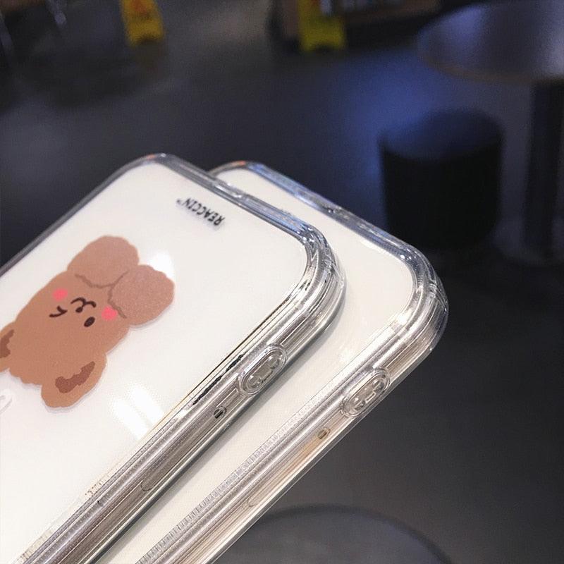 Funny Cute Bear Clear Phone Case For iPhone 14 Pro Max 13 12 11 X XS XR 7 8 Plus Animal Couple Transparent Soft Clear Case Shockproof Bear Phone Case for Women Girls