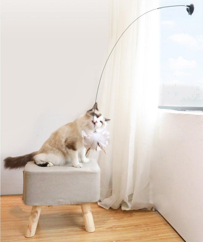 Funny Feather Bird with Bell Cat Stick Toy for Kitten Playing Teaser Wand Toy Cat Supplies Interactive Wiggle Moving Cat Kicker Toy with Plush Interactive Cat Toys Fun Toy For Cat Exercise