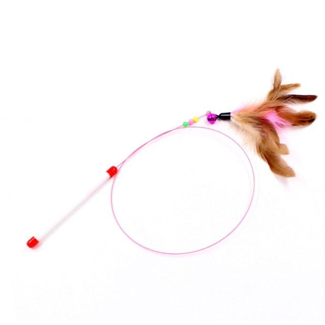 Funny Feather Bird with Bell Cat Stick Toy for Kitten Playing Teaser Wand Toy Cat Supplies Interactive Wiggle Moving Cat Kicker Toy with Plush Interactive Cat Toys Fun Toy For Cat Exercise