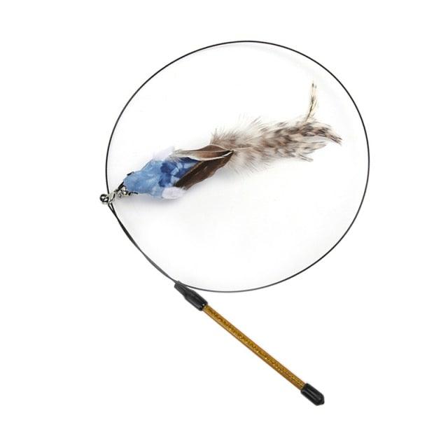 Funny Feather Bird with Bell Cat Stick Toy for Kitten Playing Teaser Wand Toy Cat Supplies Interactive Wiggle Moving Cat Kicker Toy with Plush Interactive Cat Toys Fun Toy For Cat Exercise