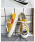 Funny Yellow Cartoon Design Sneakers Women Casual Fashion New Flat Vulcanized Sneakers Lace Up Canvas Shoes Men Comfortable Canvas Flats Summer Fashion Lace-up Sneakers