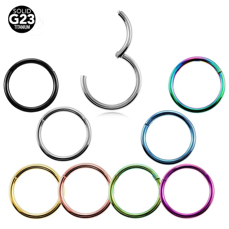 G23 Titanium Hinged Segment Nose Ring Nipple Clicker Ear Cartilage Tragus Helix Lip Piercing Unisex Septum Rings Piercing Jewelry Cartilage Helix Tragus Earring Hoop Lip Horseshoe Piercing Retainer for Women Fashion Jewelry