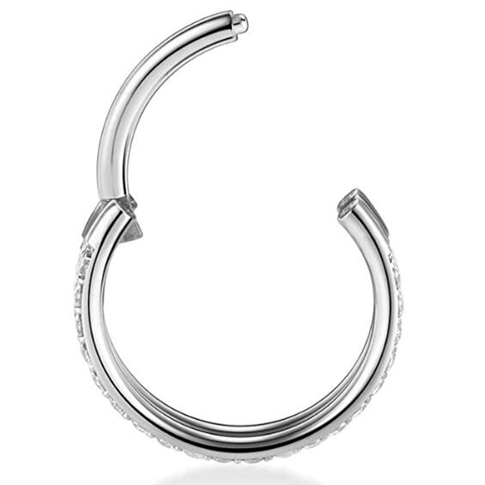 G23 Titanium Septum Clicker Nose Ring Double Stacked Hinged Segment Labret Ear Tragus Cartilage Helix Earring Piercing Hoop Earrings Conch Septum Clicker Ring Seamless Hinged Segment Ring Silver Helix Rook Tragus Hoop Earing