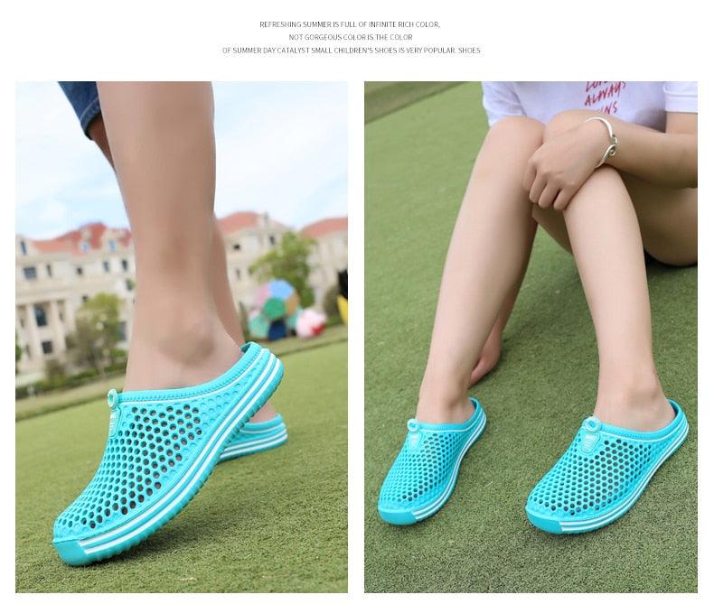 Garden Clog Women Quick Drying Summer Beach Slipper Flat Outdoor Sandals Breathable Mesh Sandals Beach Footwear Anti-Slip Slippers Quick Drying Sandals