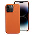 Genuine Leather Phone Case for iPhone 13 14 Pro Max 12 Mini 12 Pro Max Back Cover Neon Orange Silicone Phone Cover Wireless Charging Compatible Shockproof Protective Case for iPhone