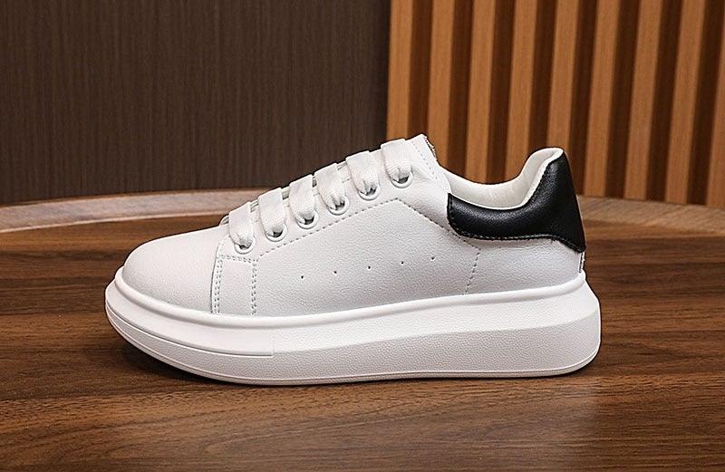 Genuine Leather Women Platform Sneakers Autumn Fashion Sports Little White Shoes Platform Flats Casual Lace Up Woman Comfort Walking Sneakers