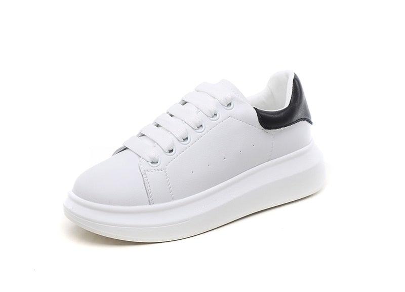 Genuine Leather Women Platform Sneakers Autumn Fashion Sports Little White Shoes Platform Flats Casual Lace Up Woman Comfort Walking Sneakers