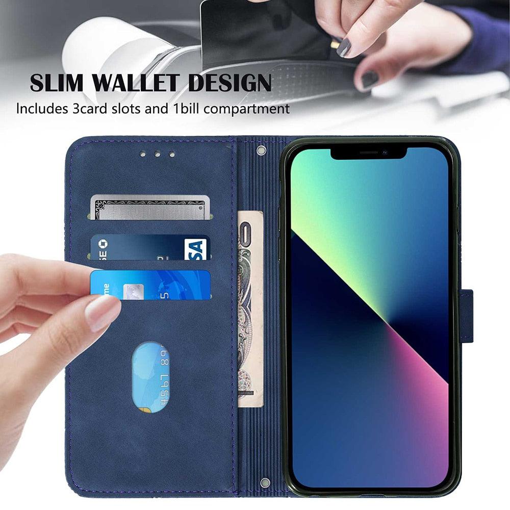 Geometric Leather Flip Wallet Case For Redmi 10C 10A 9A 9C Note 11 11S 10 10T 10S 9T 9 Pro A1 POCO C40 X4 M4 M5S Card Slot Cover Leather Flip 1 Wallet with 3 Card Slots Cover 360 Cover Protection Anti Drop Anti Scratch