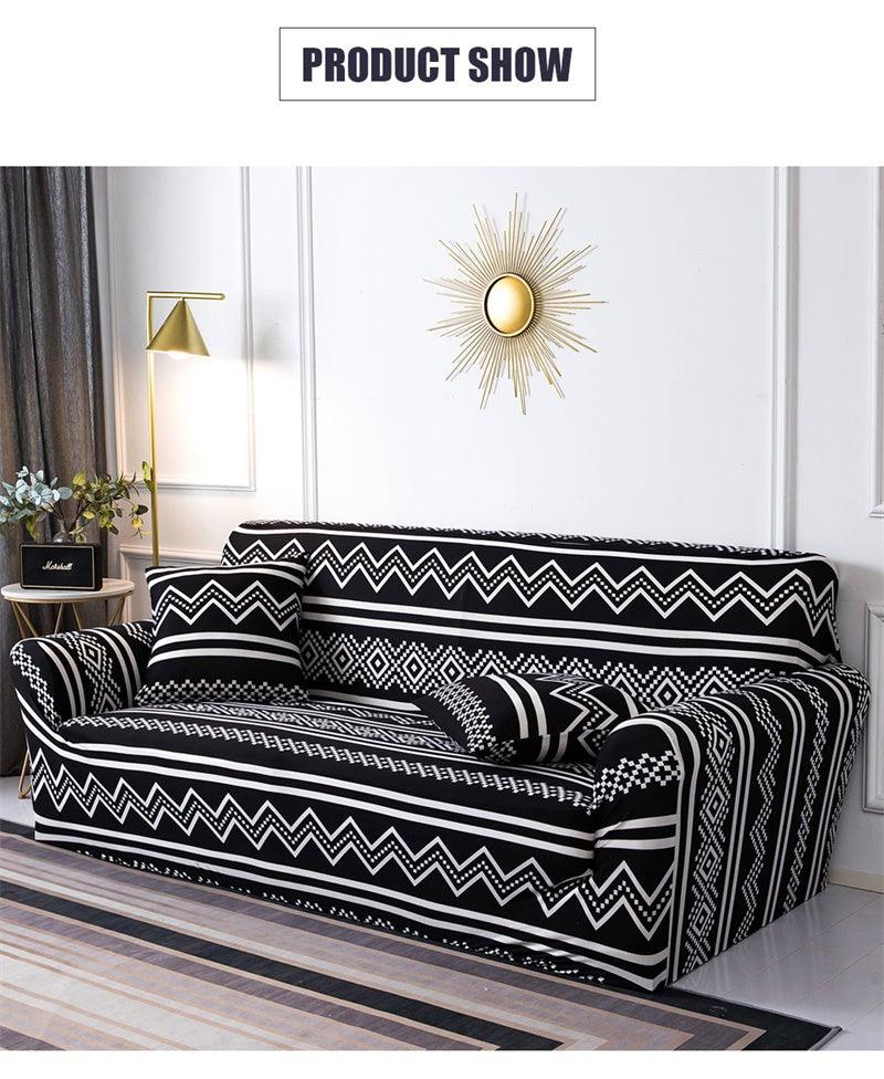 Geometric Sofa Covers Stretch Plaid Sofa Slipcovers for Living Room Elastic Sofa Cover Couch Armchair Cover Towel 1 2 3 4 Seater Slipcover For Sofas Loveseat Armchair Living Room Universal Furniture