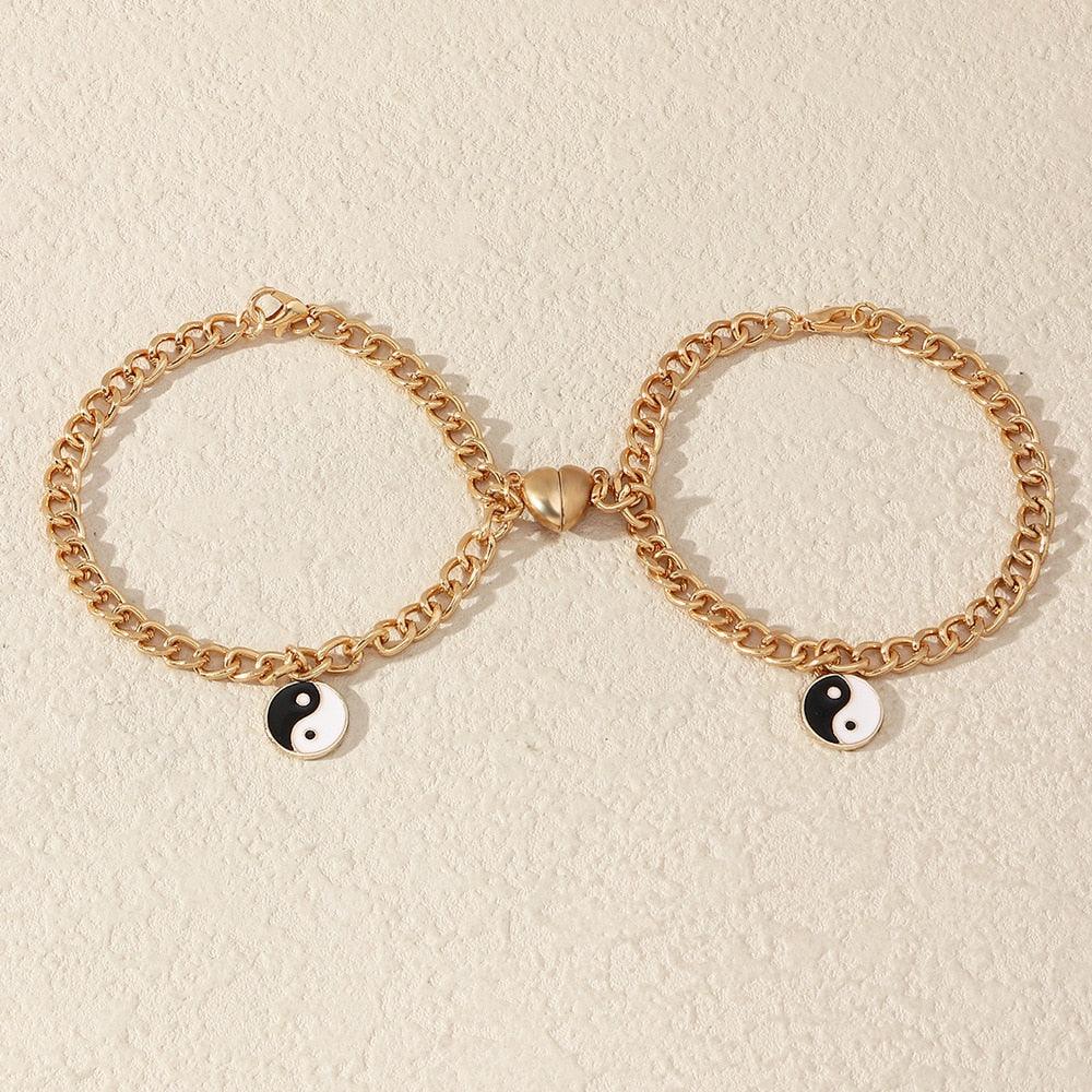 Girlfriends Charming Couple Magnet Bracelets For Women Gold Bracelet Love Heart Magnet Chain Bracelet Magnet Attracting Couple Bracelet Set Heart Friendship Bracelet For Girlfriend Boyfriend Gifts