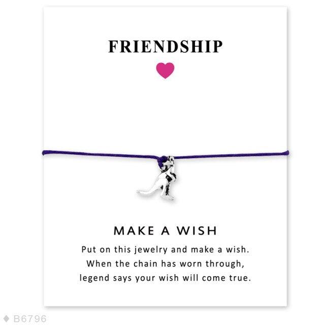 Girls Adjustable Friendship Statement Yellow Purple Blue With Card Silver Kangaroo Charm Bracelets Promise Distance Matching Lovely Charm Bracelets For Mom And Daughter Son Best Friends