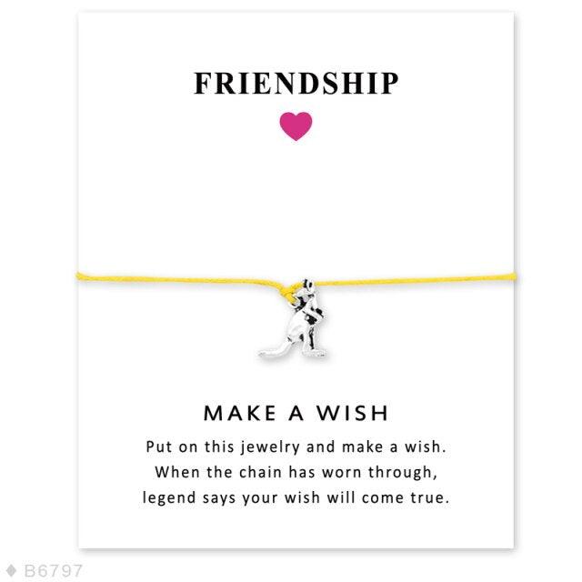 Girls Adjustable Friendship Statement Yellow Purple Blue With Card Silver Kangaroo Charm Bracelets Promise Distance Matching Lovely Charm Bracelets For Mom And Daughter Son Best Friends