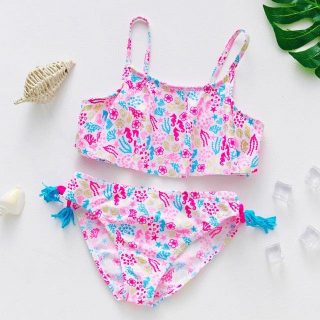 Girls Swimsuit High quality Girls swimwear Two pieces Kids Bikini Set Swimming Suit For Children Girls Swimsuit Flounce Bikini Set 2 Piece Swimwear Watermelon Ruffle Bathing Suits