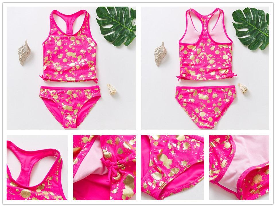 Girls Swimsuit High quality Girls swimwear Two pieces Kids Bikini Set Swimming Suit For Children Girls Swimsuit Flounce Bikini Set 2 Piece Swimwear Watermelon Ruffle Bathing Suits