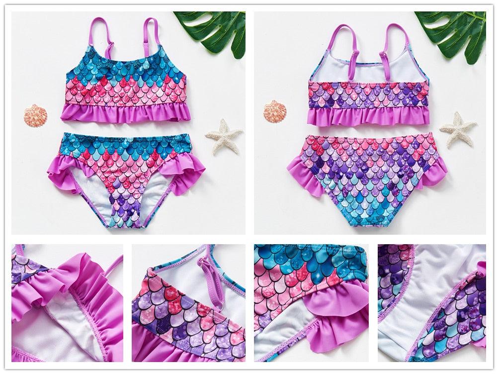 Girls Swimsuit High quality Girls swimwear Two pieces Kids Bikini Set Swimming Suit For Children Girls Swimsuit Flounce Bikini Set 2 Piece Swimwear Watermelon Ruffle Bathing Suits