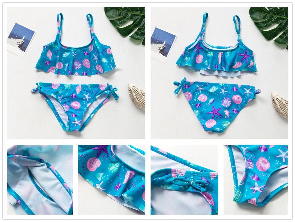 Girls Swimsuit High quality Girls swimwear Two pieces Kids Bikini Set Swimming Suit For Children Girls Swimsuit Flounce Bikini Set 2 Piece Swimwear Watermelon Ruffle Bathing Suits