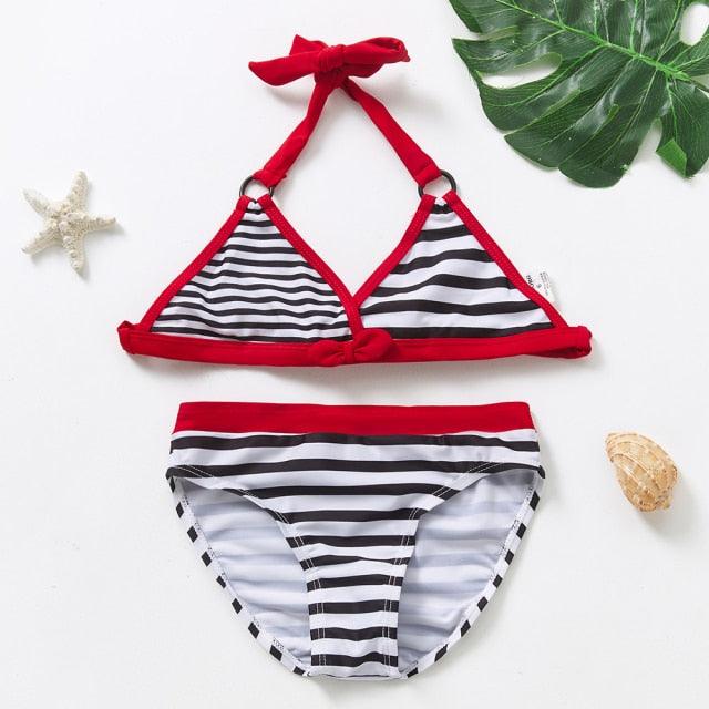 Girls Swimsuit Kids Swimwear Cute Print Kids Bikini Sets Girls Swimsuits Two Piece Bathing Suit Sets 3D Printed Swimwear Ruffle Style Children Swimwear Kids Beach Wear 2-16 Year