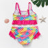 Girls Swimsuit Kids Swimwear Cute Print Kids Bikini Sets Girls Swimsuits Two Piece Bathing Suit Sets 3D Printed Swimwear Ruffle Style Children Swimwear Kids Beach Wear 2-16 Year