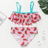 Girls Swimsuit Kids Swimwear Cute Print Kids Bikini Sets Girls Swimsuits Two Piece Bathing Suit Sets 3D Printed Swimwear Ruffle Style Children Swimwear Kids Beach Wear 2-16 Year