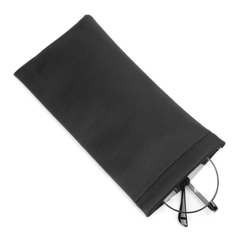 Glasses Bag Faux Leather Sunglasses Spring Waterproof Multifunctional Portable Squeeze Top Leather Soft Glasses Case Anti-Scratch Sunglasses Black Bag Storage Glasses Pouch Holder