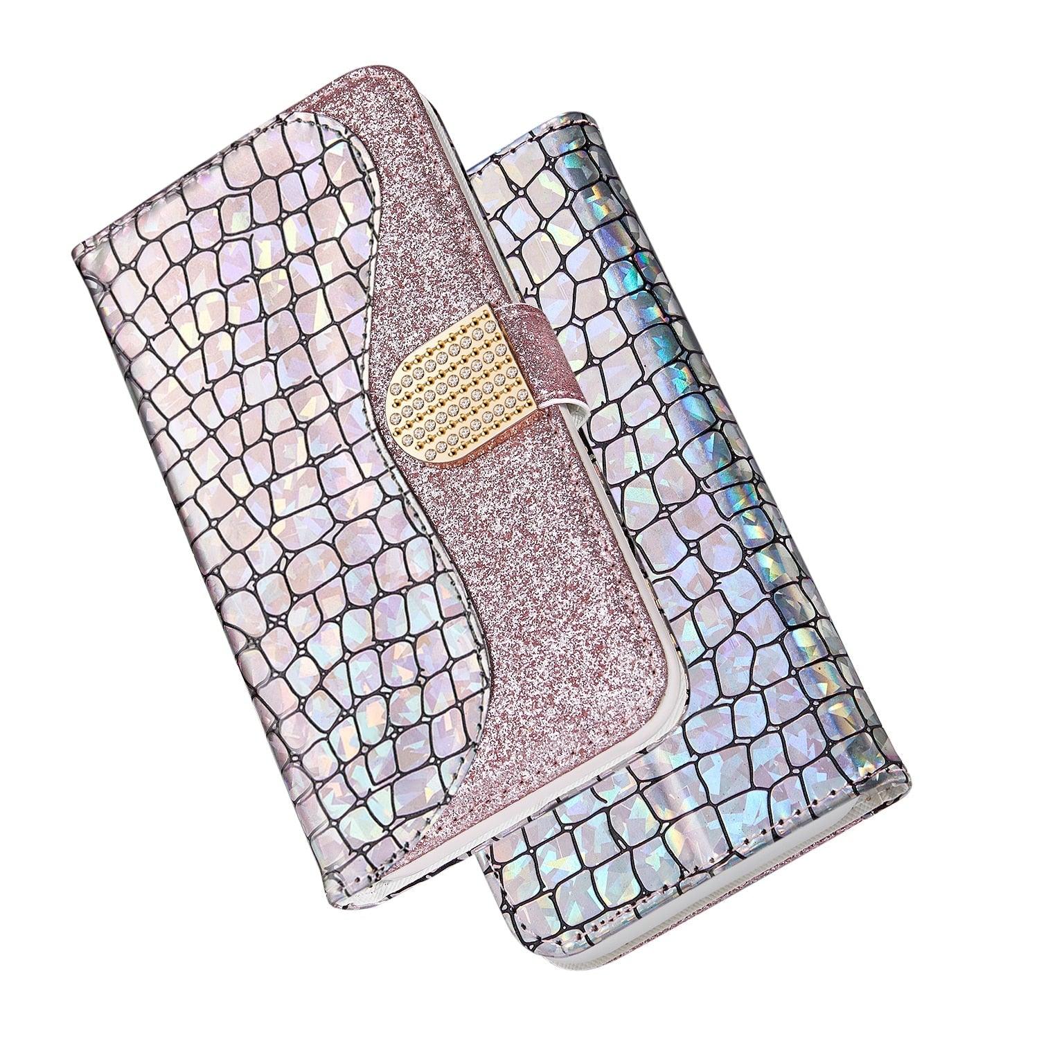 Glitter Leather Case For iPhone 11 12 13 14 Pro XR XS Max Alligator Flip Case Cover For iPhone SE Glitter Matching Texture Horizontal Flip Leather Case with Card Slots & Holder & Wallet Phone Accessories