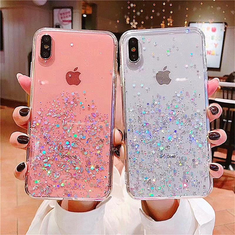 Glitter Luxury Soft Phone Case For iPhone 13 mini 12 Pro 11 ProMax For iPhone XR XS Max X 8 7 6s 6 Plus Back Cover Case Fashion Glitter Silicone Clear Shiny Sparkly Soft Flexible Shock-Absorbing Slim Protective Case