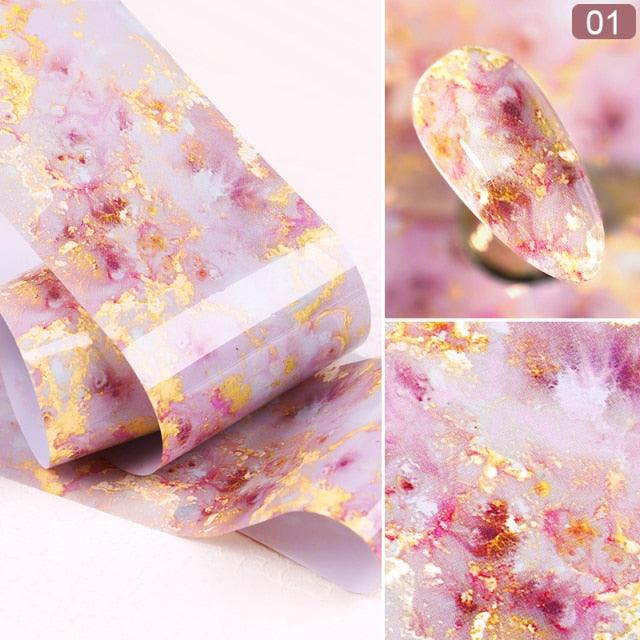 Glitter Marble Series Nail Transfer Foil Stickers Gold White And Black Bright Slider For Nails Decoration Manicures Marble Nail Art Stickers Water Transfer Nail Decals Full Wraps Gradient Acrylic Nail Kits for Women Manicure Decoration Accessory